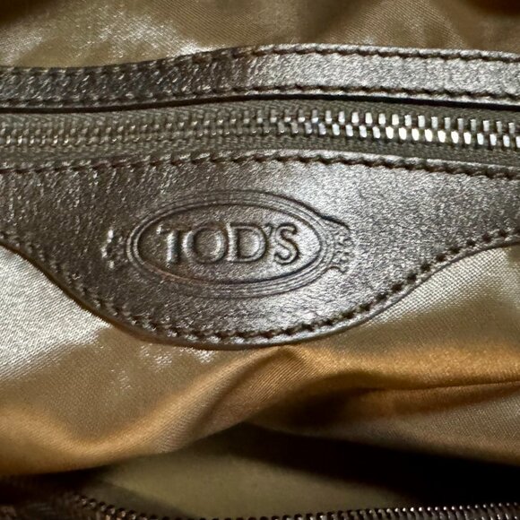 Tod's Taupe Python and Leather Fringe Large Satchel Bag - Picture 8 of 11